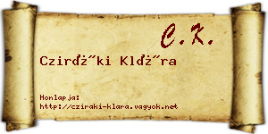 Cziráki Klára névjegykártya