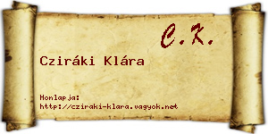 Cziráki Klára névjegykártya